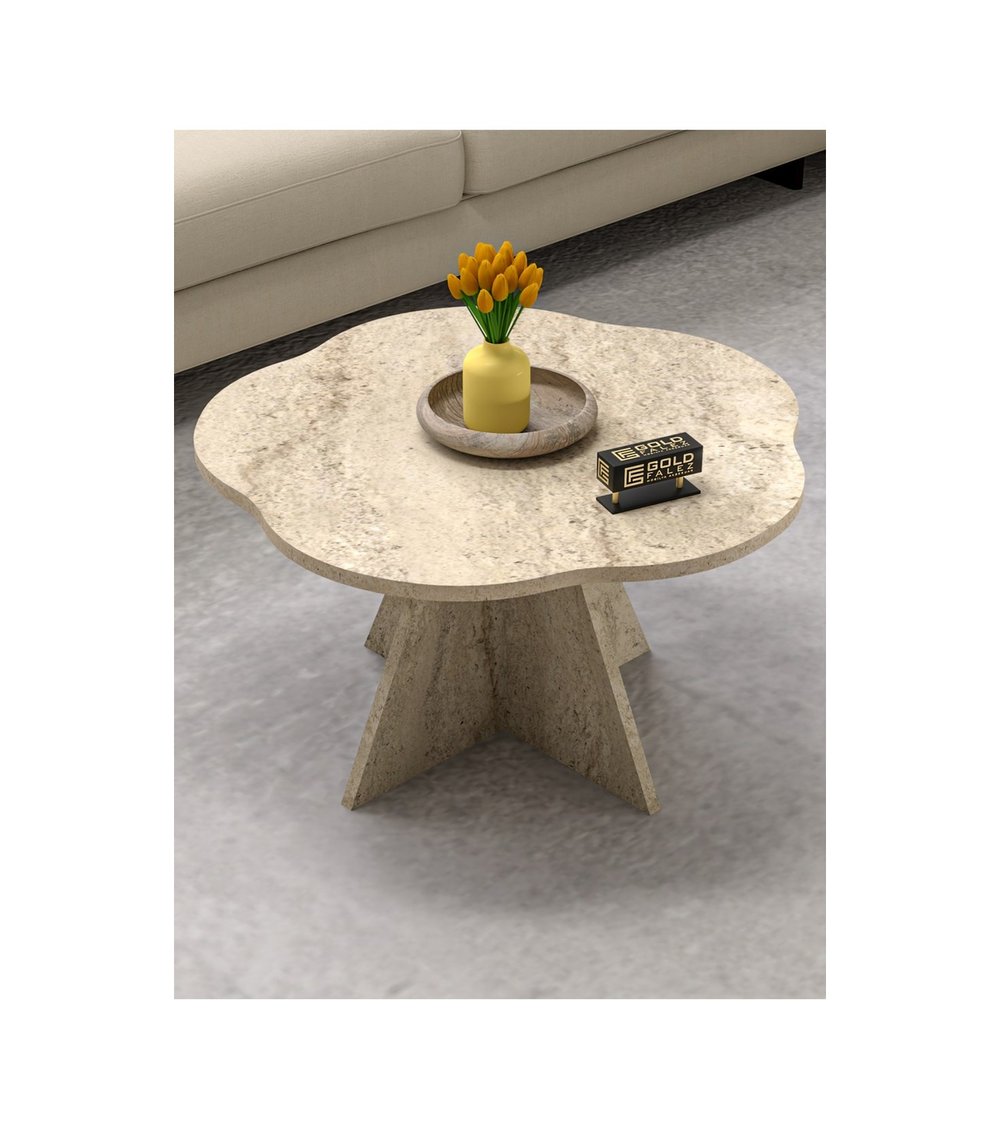 Çiçek Orta Sehpa Bej 70 Cm Çok Renkli