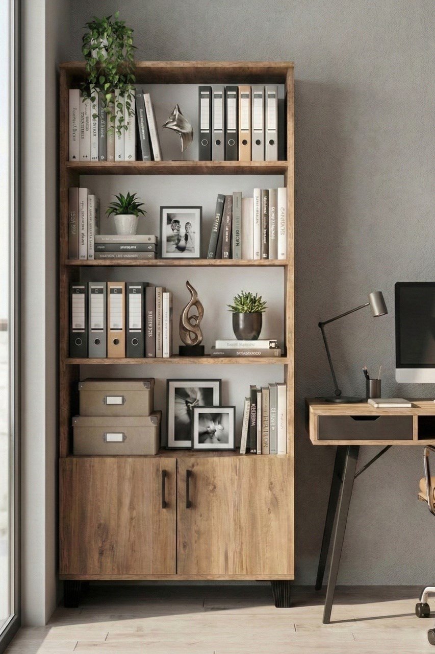 Çok Amaçlı Kitaplık Suntalam Kahverengi 75x190 Çok Renkli