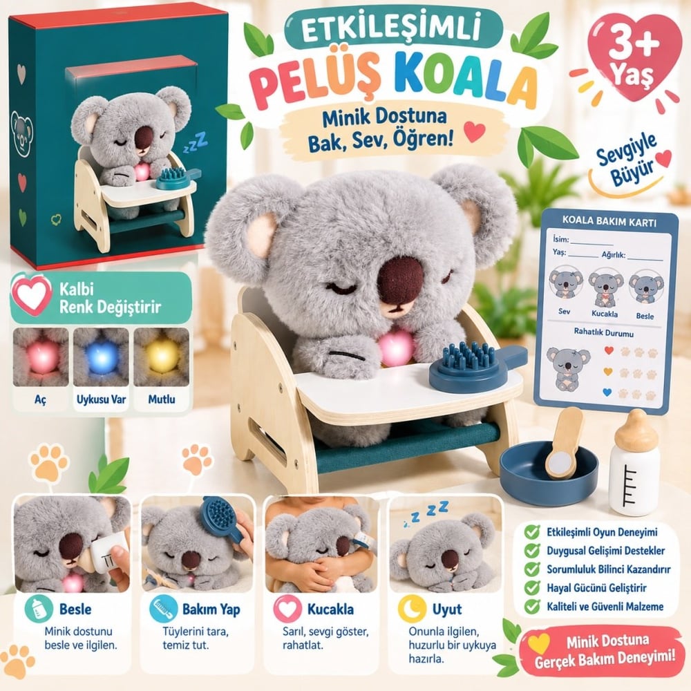 Etkileşimli Peluş Koala Çok Renkli Çok Renkli