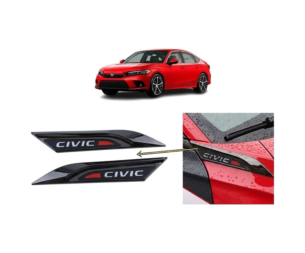 Honda Civic Fe1 2022 Ve Sonrası Uyumlu Çamurluk Üstü Ventil Dekoru Seti Parlak Siyah Cn