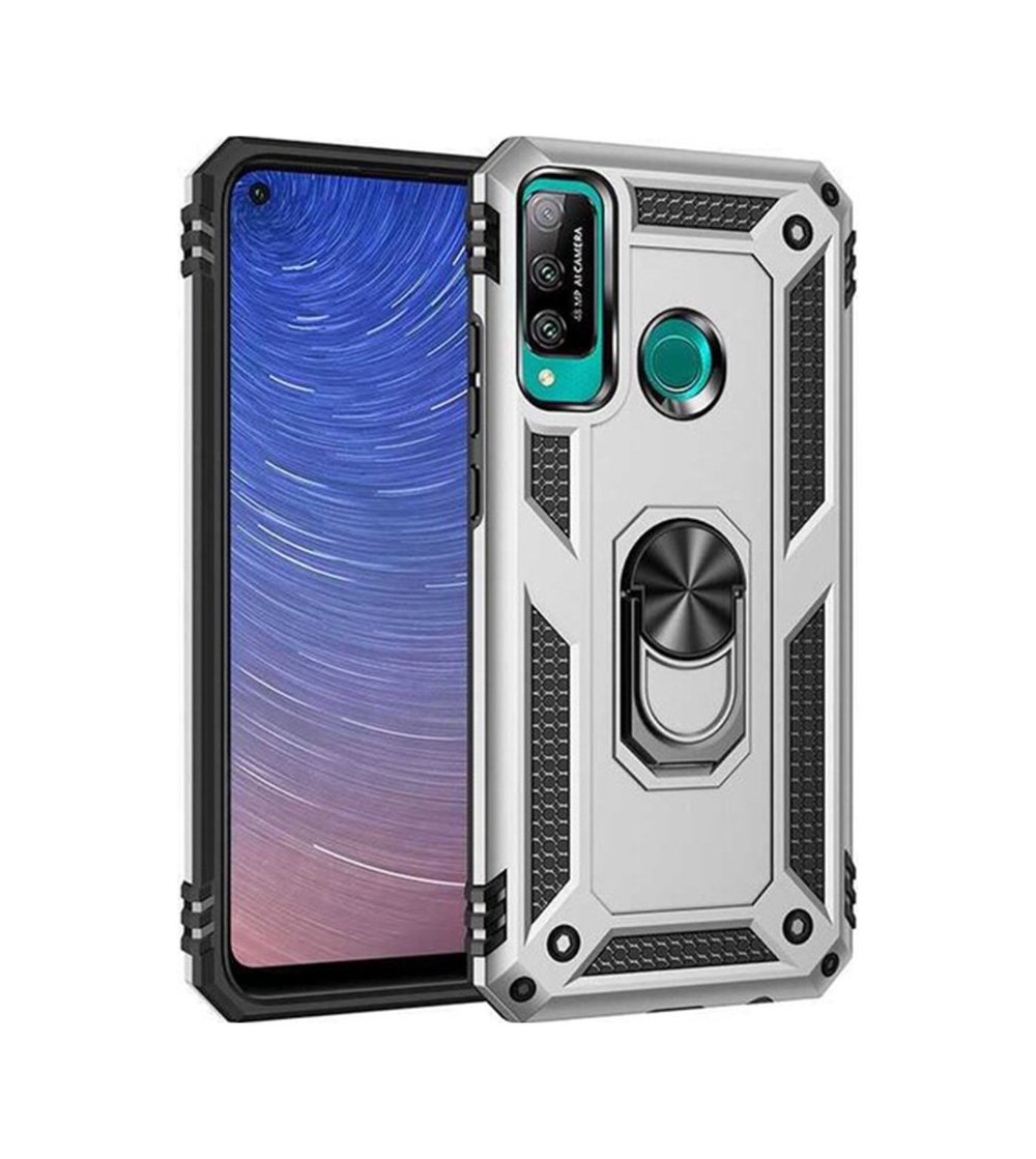 Huawei P40 Lite Uyumlu E Kılıf Sofya Yüzüklü Silikon Kapak - Gümüş Belirtilmemiş