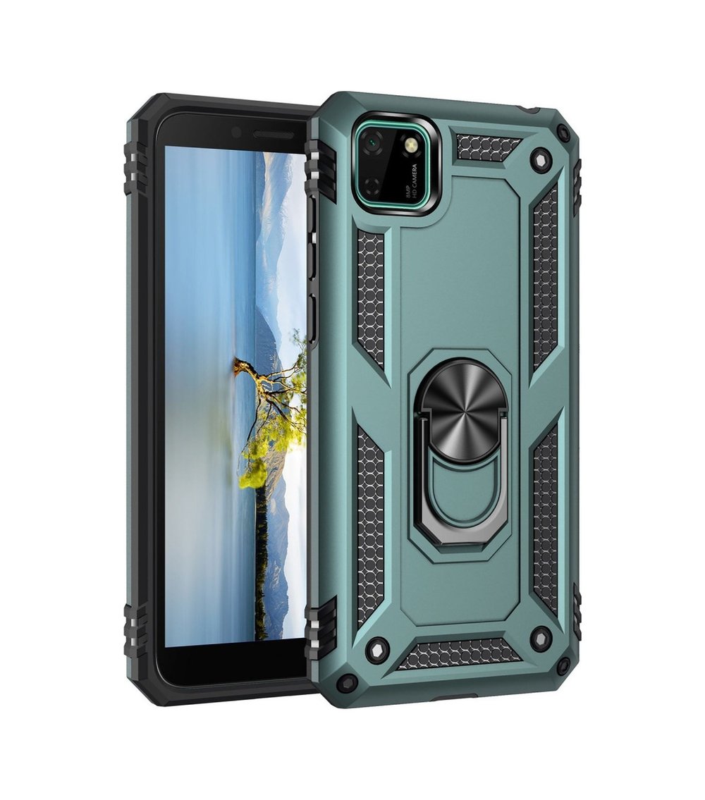 Huawei Y5p Uyumlu Kılıf Sofya Yüzüklü Silikon Kapak - Yeşil Belirtilmemiş