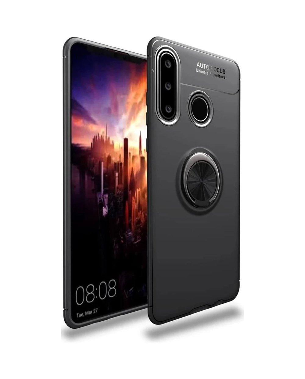Huawei Y6p Uyumlu Kılıf Range Yüzüklü Silikon - Siyah Belirtilmemiş