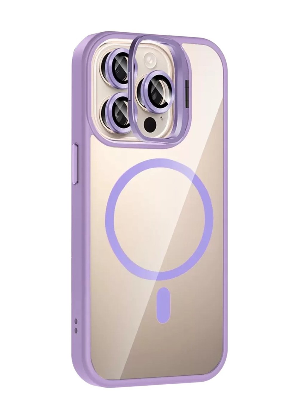 Joko Apple Uyumlu iPhone 15 Pro Max Uyumlu Remim Lensli Magsafe Standlı Kapak - Lila Belirtilmemiş