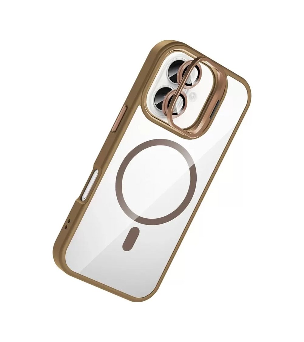 Joko Apple Uyumlu iPhone 16 Plus Uyumlu Remim Lensli Magsafe Standlı Kapak - Kahverengi Belirtilmemiş