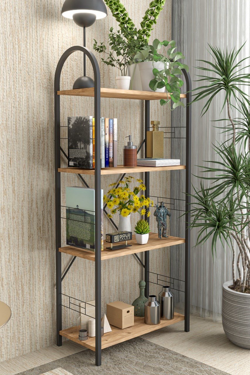 Metal Kitaplık Kahverengi 150 Cm Çok Renkli