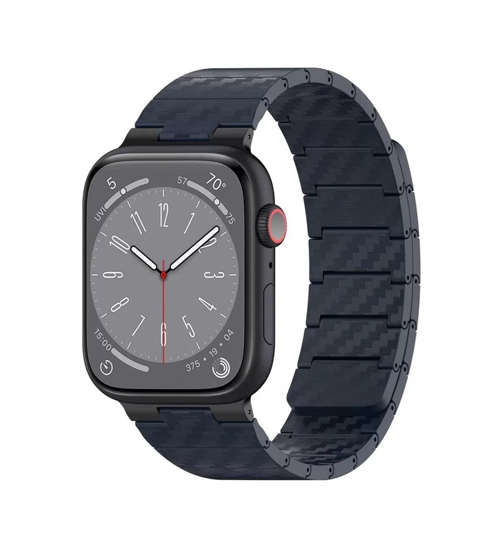 Movenchy Apple Watch 45mm Uyumlu Carbon Steel Kordon - Lacivert -