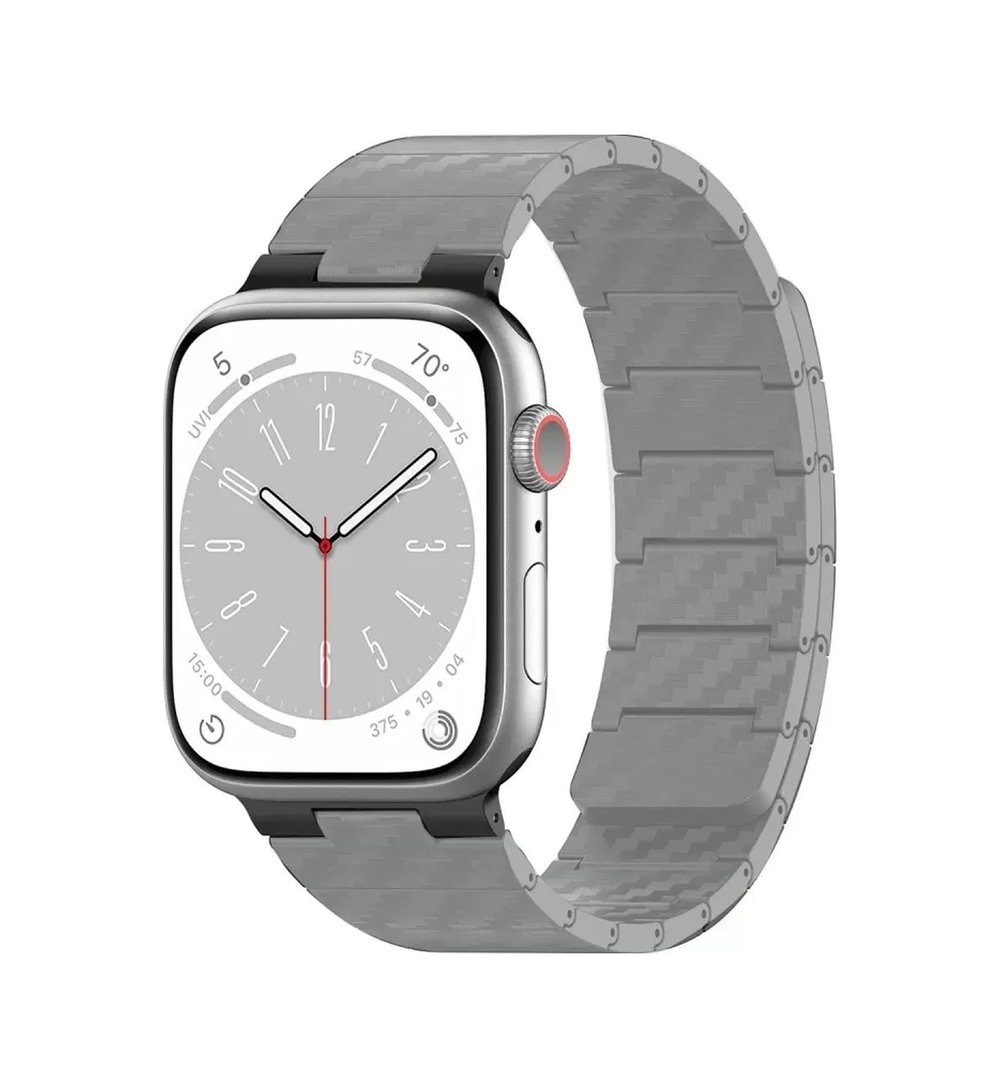 Movenchy Apple Watch 45mm Uyumlu Carbon Steel Kordon - Yıldız Işığı -