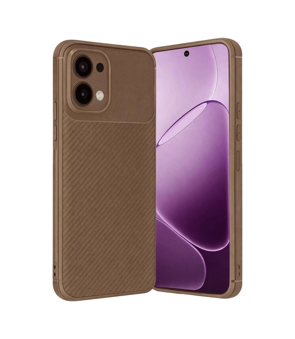 Oppo A6 Pro 4g Uyumlu Auto Focus Karbon Kapak - Kahverengi Belirtilmemiş
