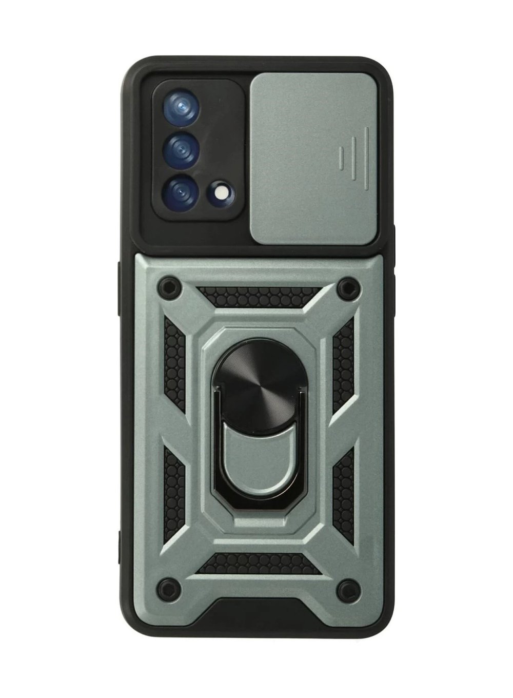 Oppo A74 4g Uyumlu Kılıf Pars Lens Yüzüklü Silikon - Yeşil Belirtilmemiş