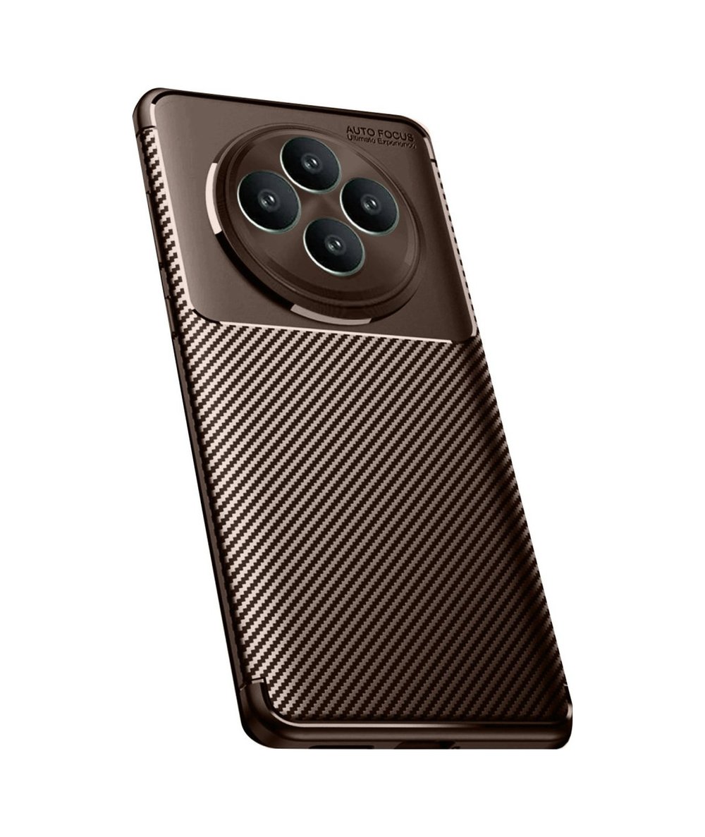 Oppo Reno 11 Uyumlu Fs Kılıf Auto Focus Karbon Kapak - Kahverengi Belirtilmemiş