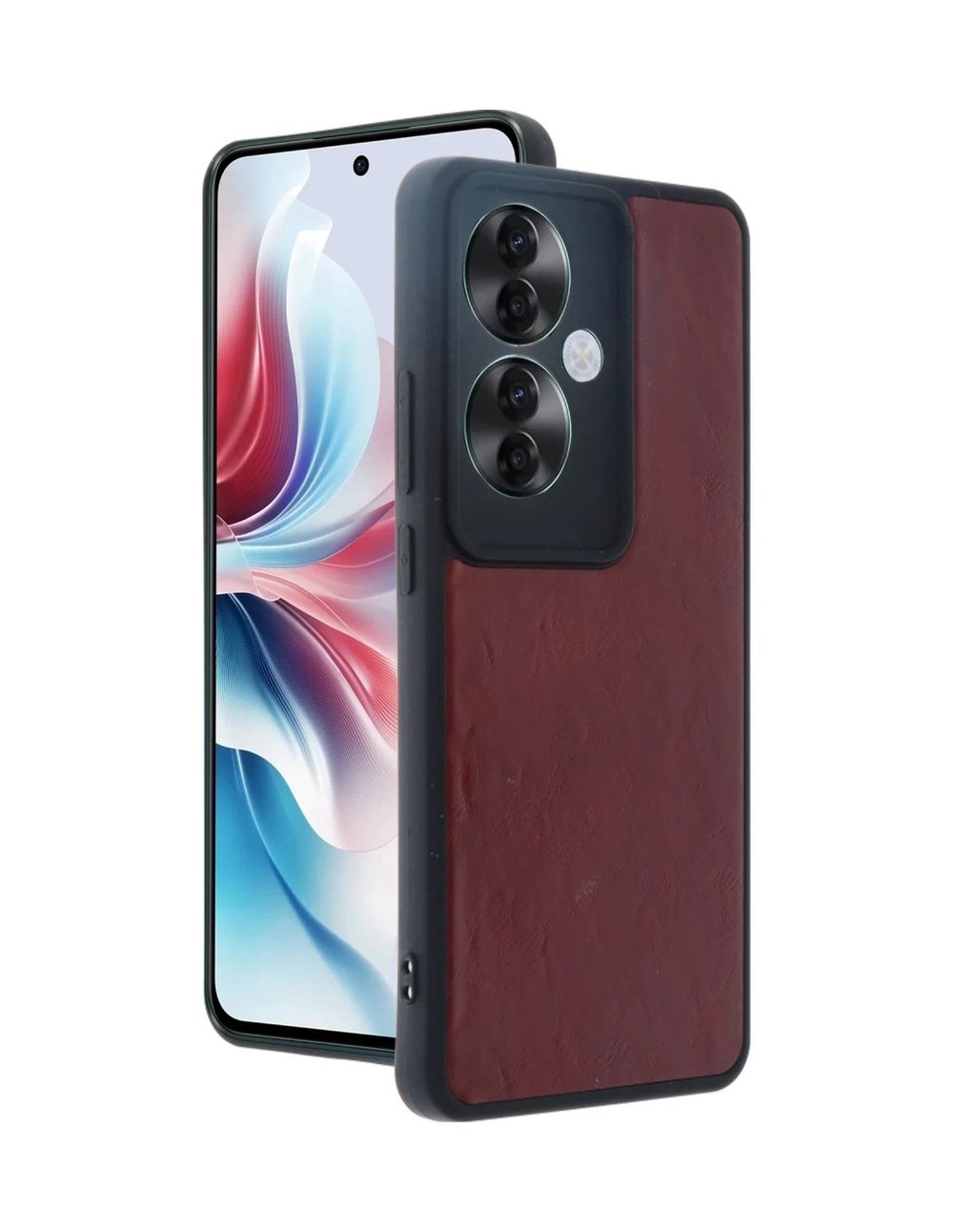 Oppo Reno 11f Uyumlu Kılıf Aras Deri Kapak - Bordo Belirtilmemiş