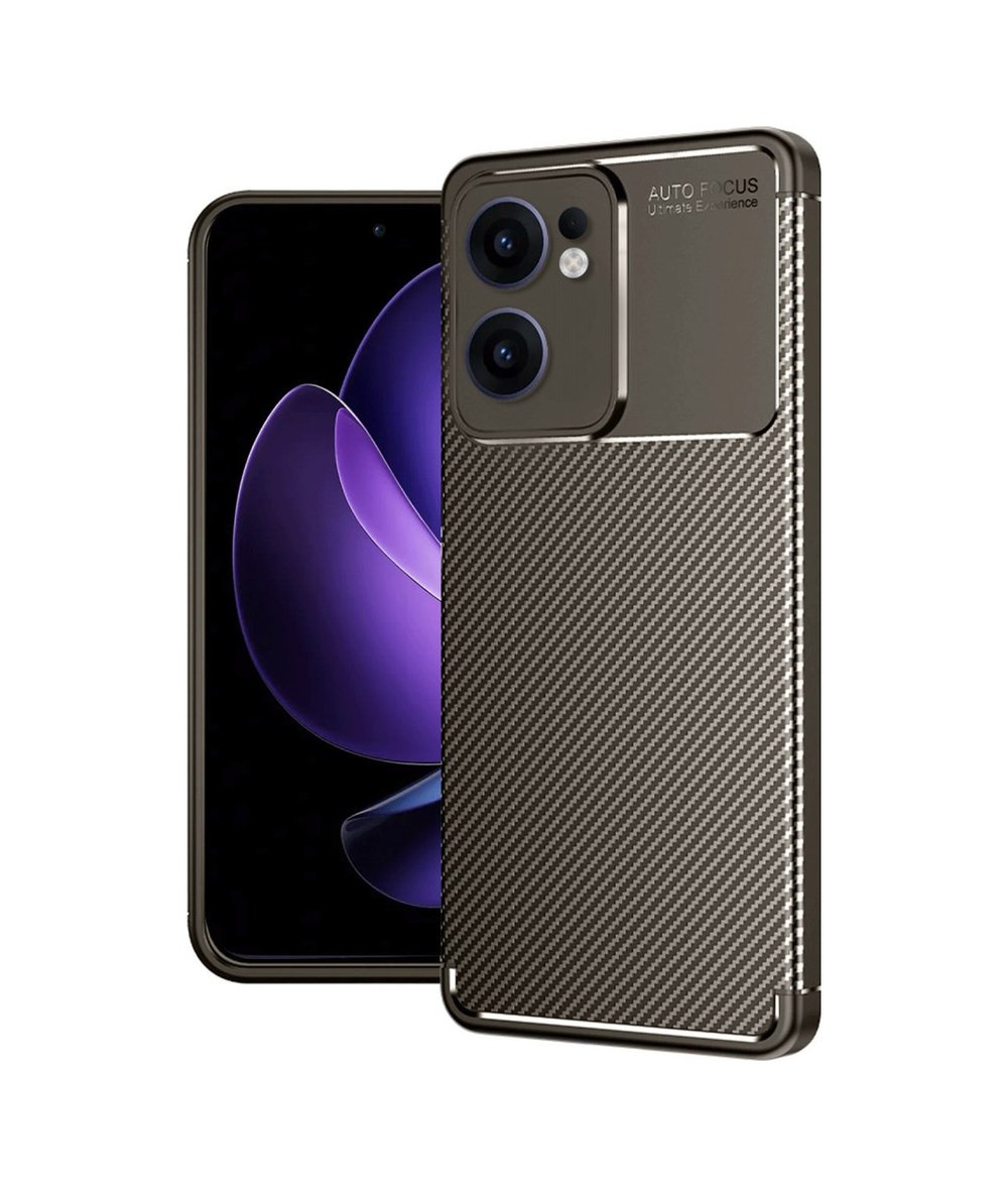 Oppo Reno 13f Uyumlu Kılıf Auto Focus Karbon Kapak - Kahverengi Belirtilmemiş