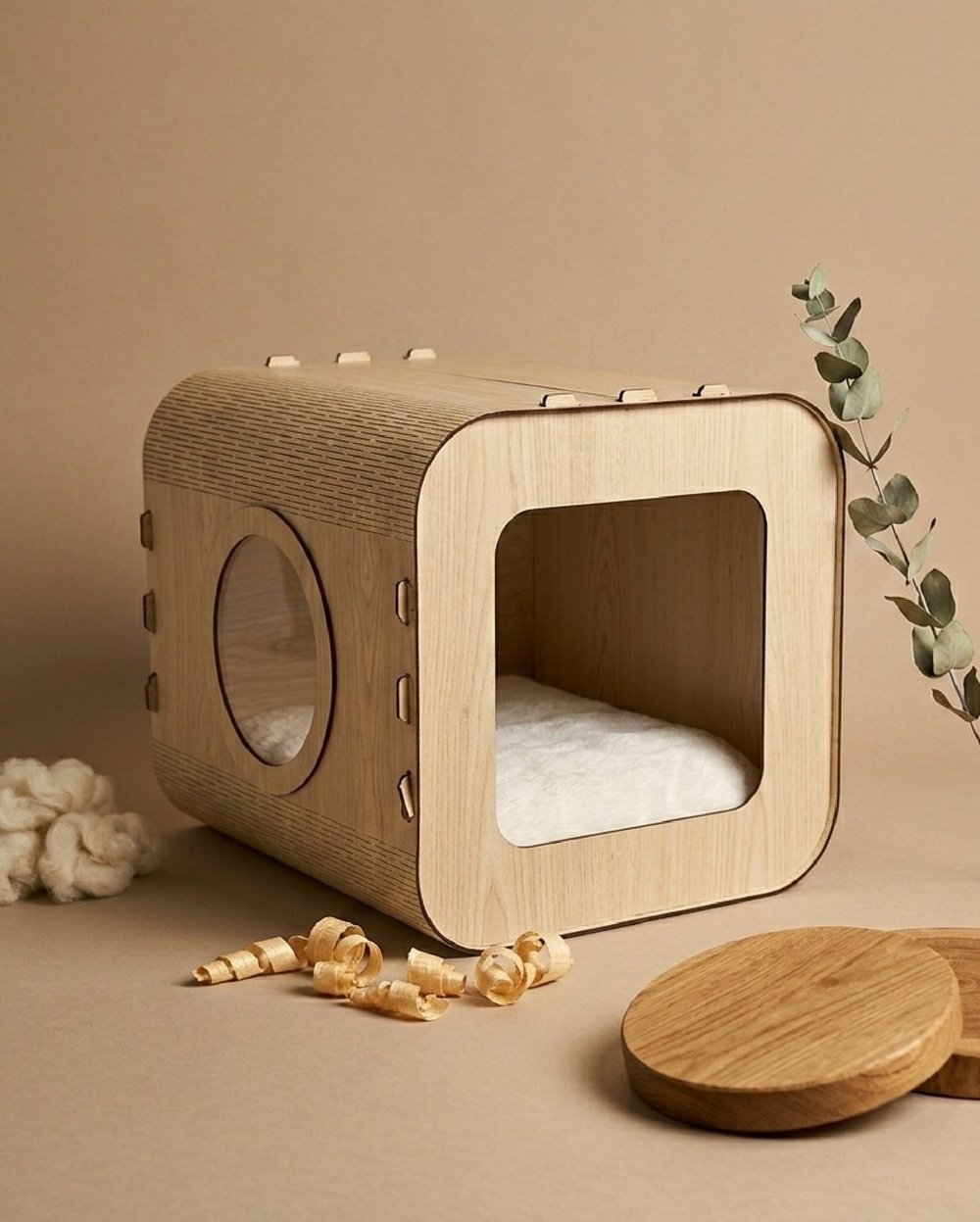 Özel Tasarım Luna Mdf Kedi Evi Ahşap