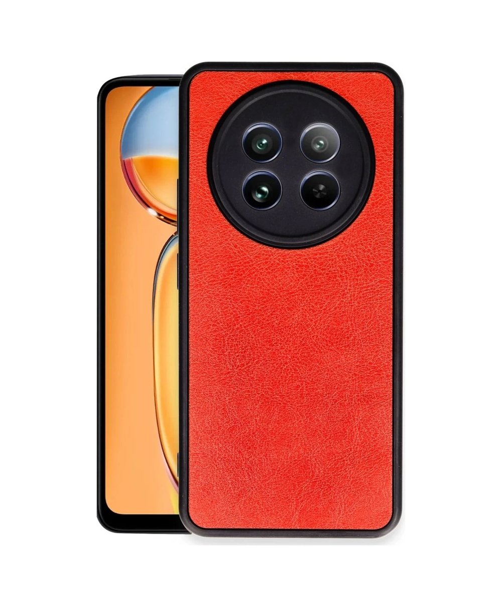 Realme 12 5g Uyumlu Kılıf Aras Deri Kapak - Kırmızı Belirtilmemiş