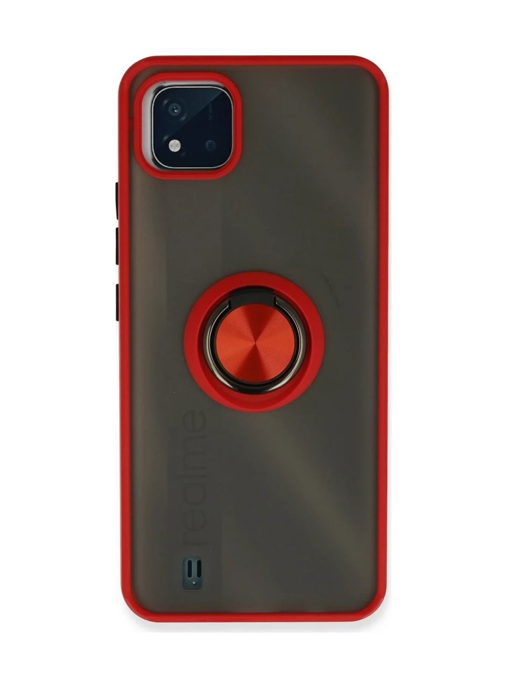 Realme C11 2021 Uyumlu Kılıf Montreal Yüzüklü Silikon Kapak - Kırmızı Belirtilmemiş