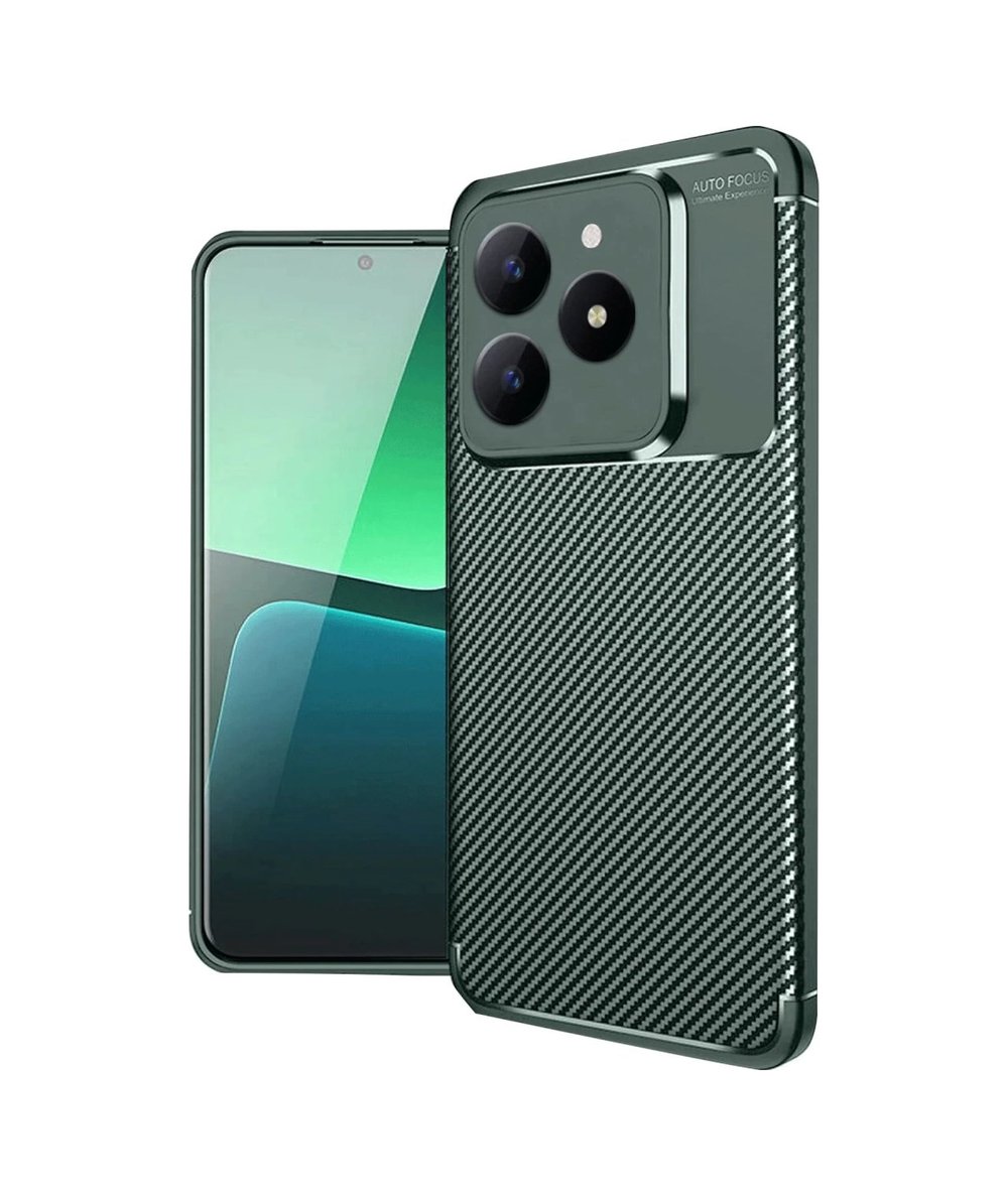Realme C61 Uyumlu Kılıf Auto Focus Karbon Kapak - Koyu Yeşil Belirtilmemiş