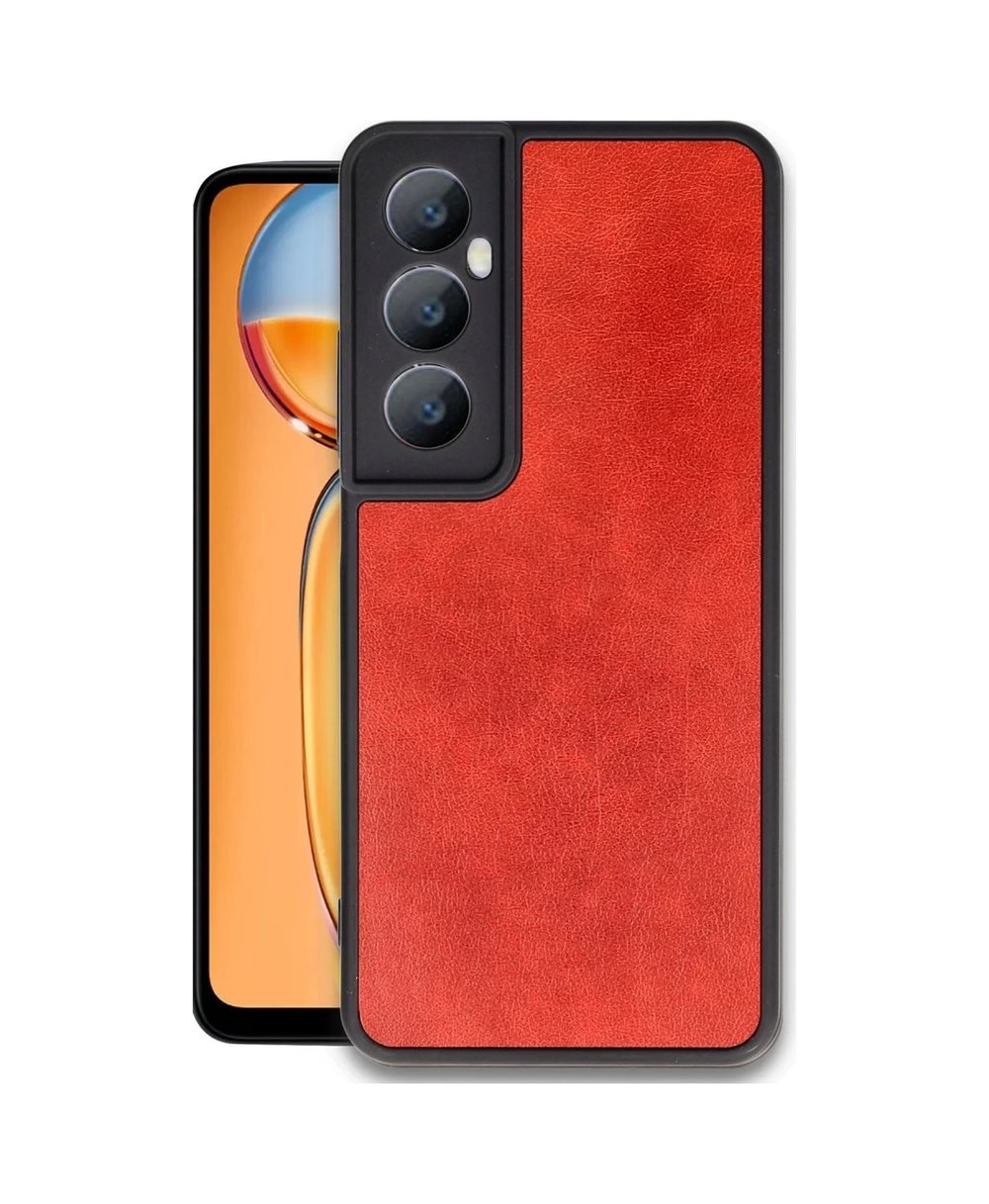 Realme C65 Uyumlu Kılıf Aras Deri Kapak - Kırmızı Belirtilmemiş
