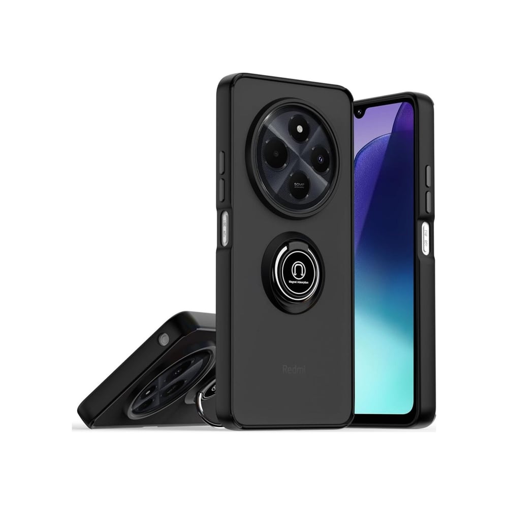 Realme C75 4g Uyumlu Kılıf Montreal Yüzüklü Silikon Kapak - Siyah Belirtilmemiş