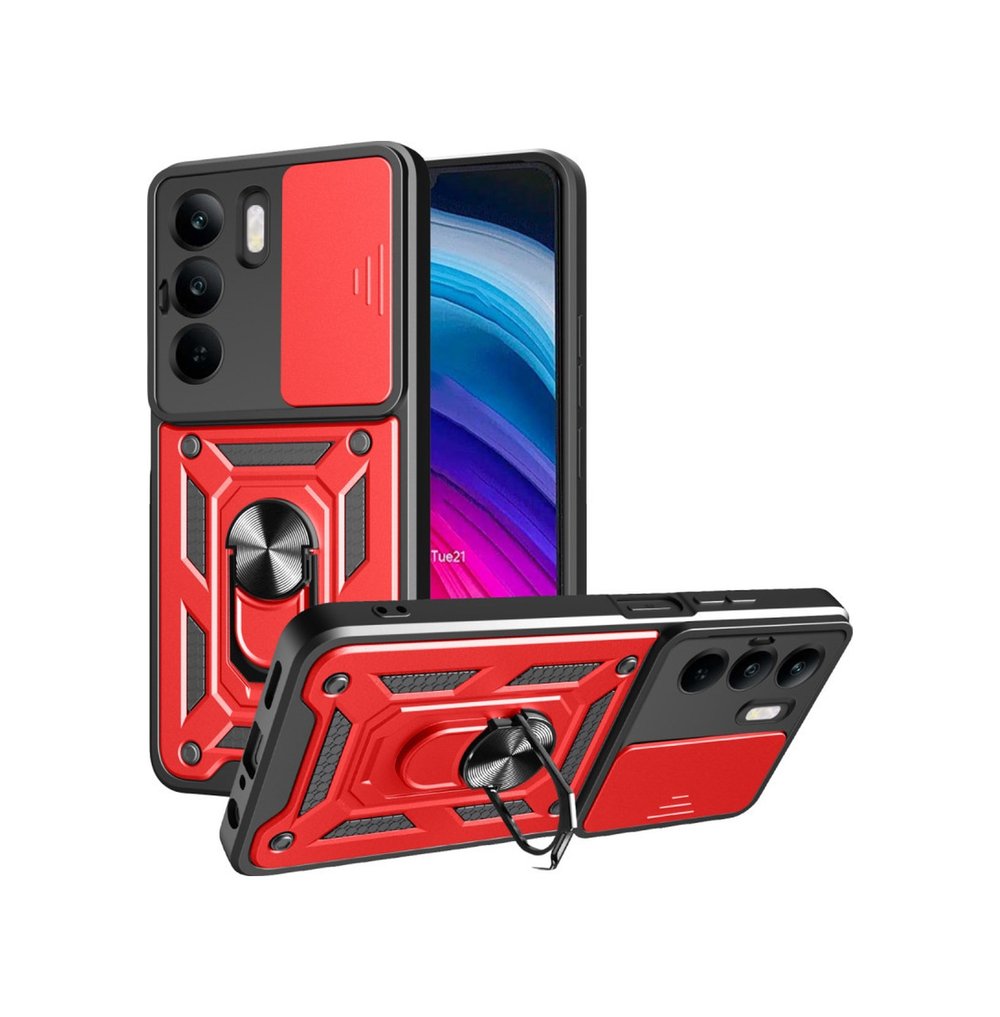 Realme C75 4g Uyumlu Kılıf Pars Lens Yüzüklü Silikon - Kırmızı Belirtilmemiş