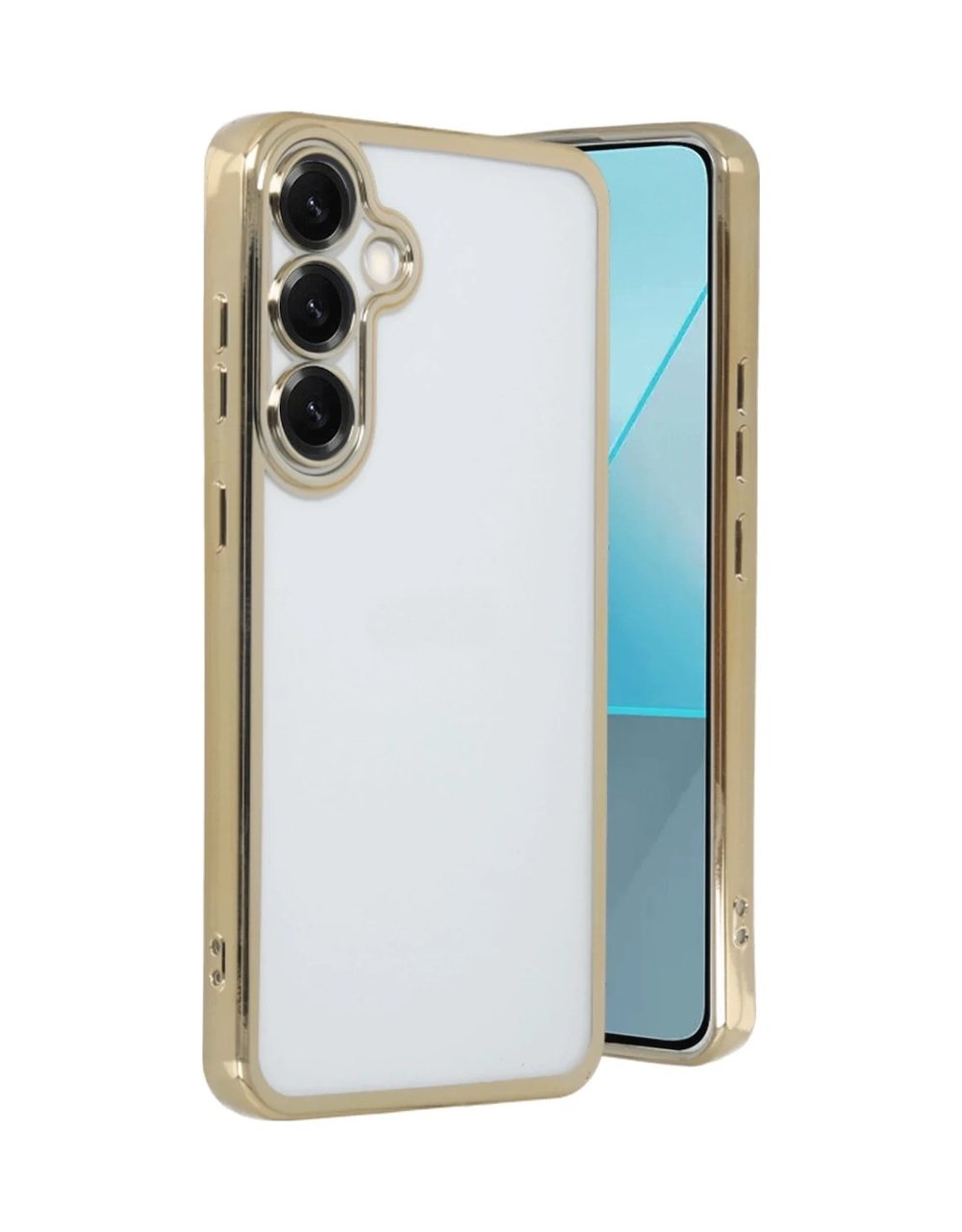 Samsung Galaxy S25 Plus Uyumlu Kılıf Lensli Silikon - Gold Belirtilmemiş