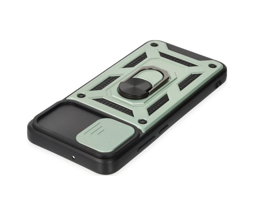 Samsung Galaxy Uyumlu   A03 Kılıf Pars Lens Yüzüklü Silikon - Yeşil Belirtilmemiş