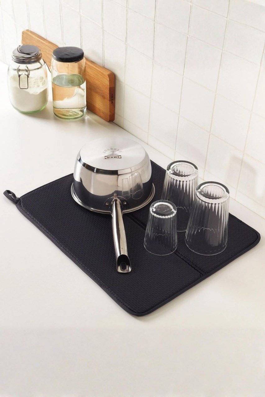 Siyah Renkli Ekstra Emici Bulaşık Kurutma Matı & Mutfak Tezgah Üstü Örtüsü 45x34 Cm Çok Renkli