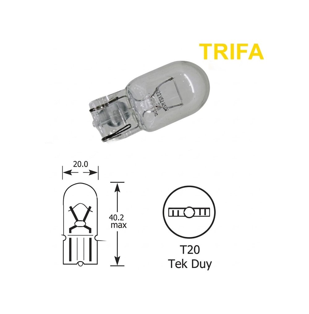 Trifa T20 Dipsiz Park Ampulü Tek Duy 1 Adet Sarı