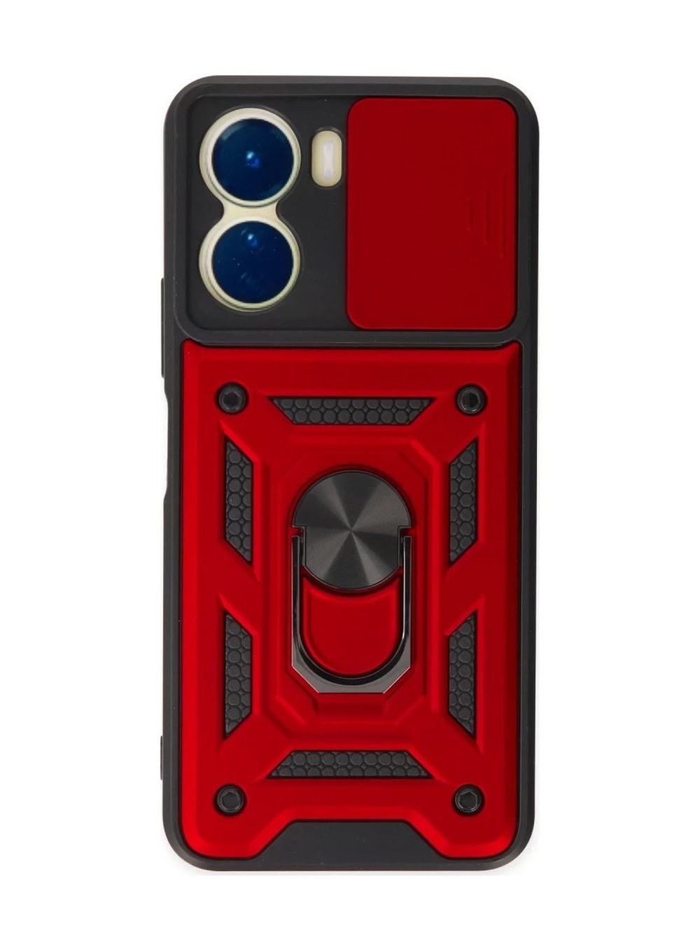 Vivo Y16 Uyumlu Kılıf Pars Lens Yüzüklü Silikon - Kırmızı Belirtilmemiş