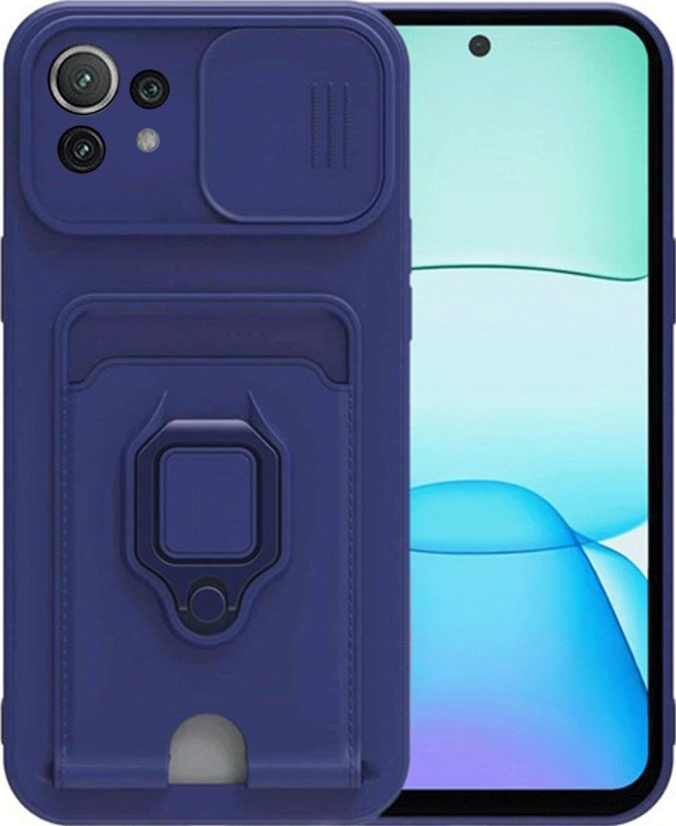Xiaomi Mi 11 Lite Uyumlu Kılıf Zuma Kartvizitli Yüzüklü Silikon - Lacivert Belirtilmemiş