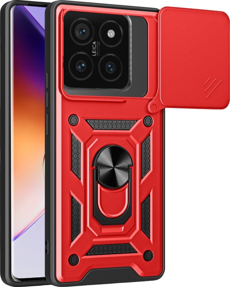 Xiaomi Mi 14t Pro Uyumlu Kılıf Pars Lens Yüzüklü Silikon - Kırmızı Belirtilmemiş