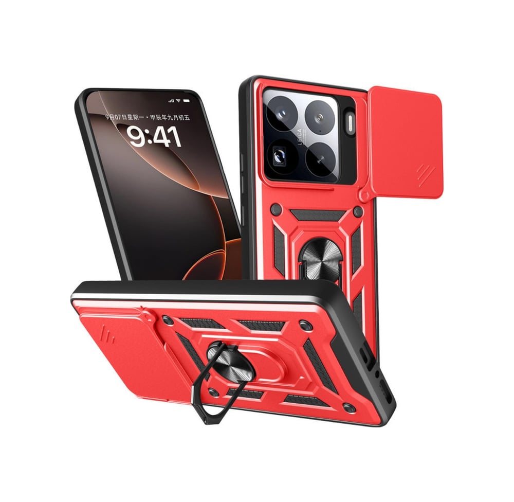 Xiaomi Mi 15 Pro Uyumlu Kılıf Pars Lens Yüzüklü Silikon - Kırmızı Belirtilmemiş