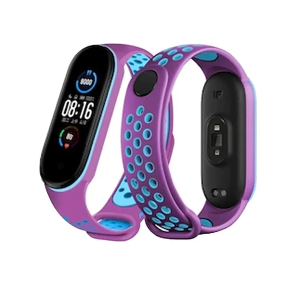 Xiaomi Mi Band 7 Uyumlu Spor Delikli Kordon - Mor-mavi Diğer