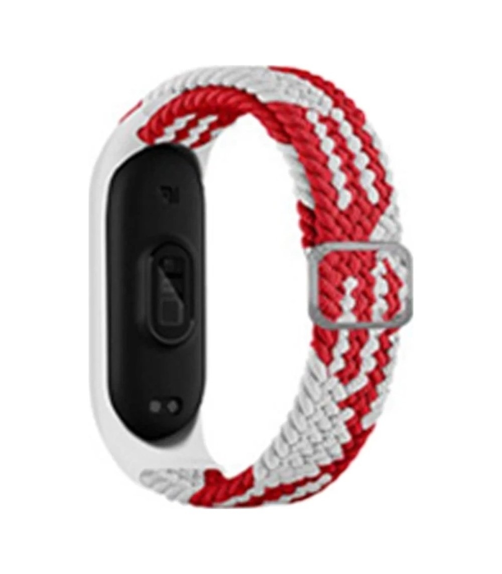 Xiaomi Mi Band 7 Uyumlu Star Kordon - Beyaz-kırmızı -
