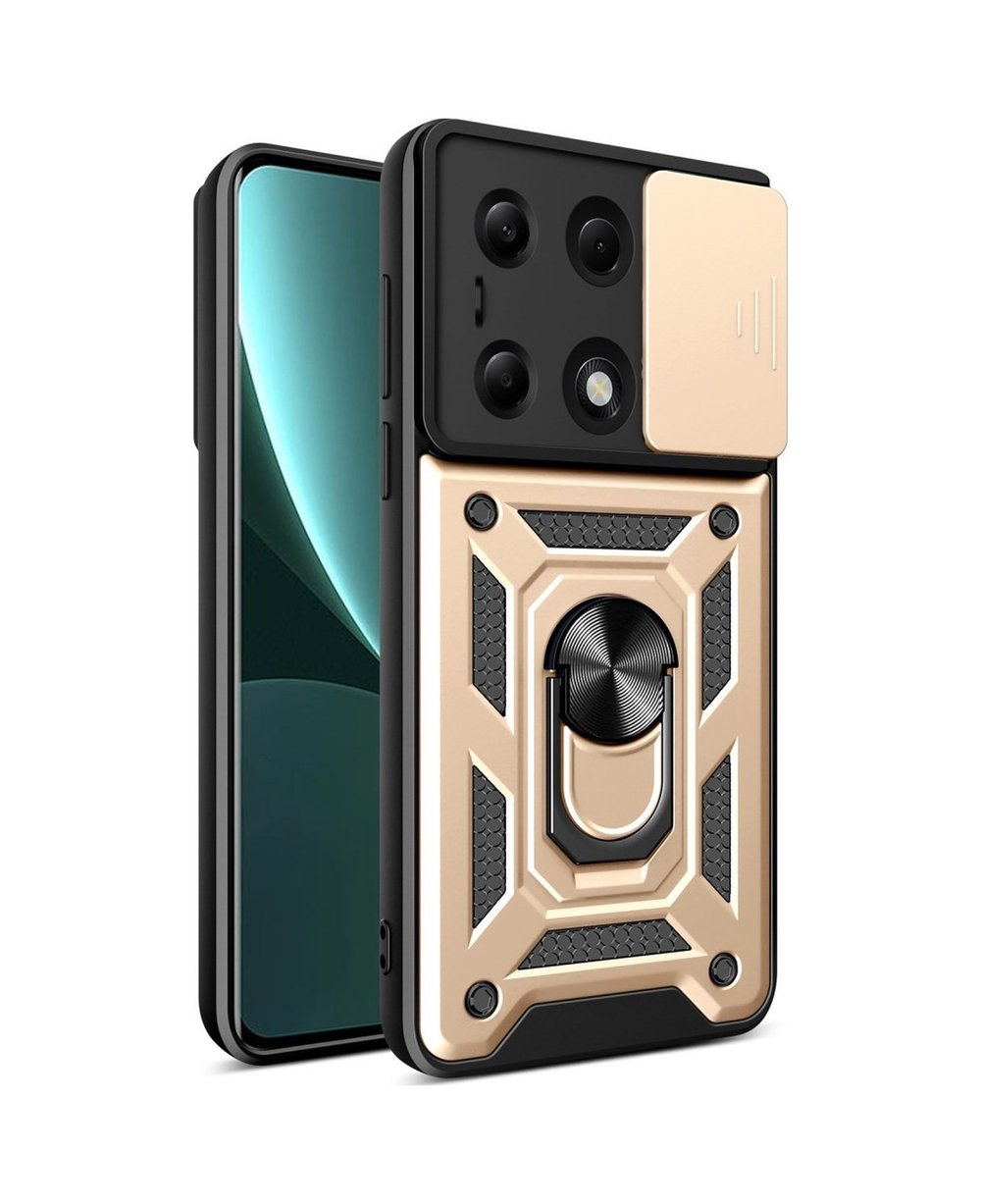 Xiaomi Poco M6 Pro 4g Uyumlu Kılıf Pars Lens Yüzüklü Silikon - Gold Belirtilmemiş