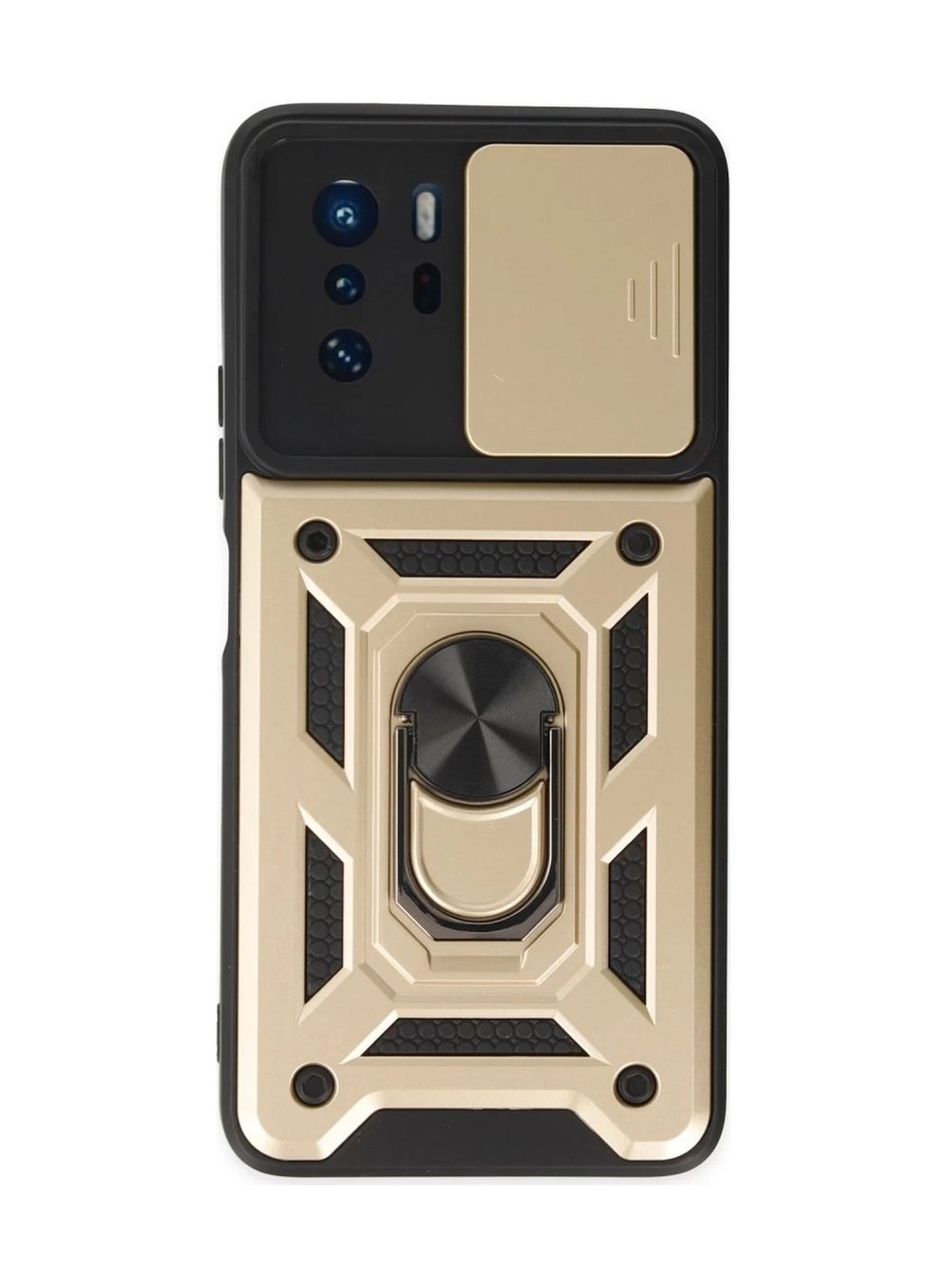 Xiaomi Poco X3 Gt Uyumlu Kılıf Pars Lens Yüzüklü Silikon - Gold Belirtilmemiş