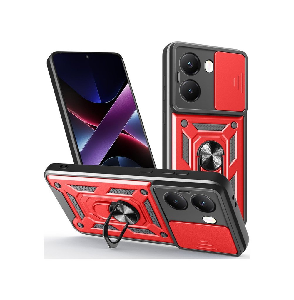 Xiaomi Poco X7 Pro Uyumlu Kılıf Pars Lens Yüzüklü Silikon - Kırmızı Belirtilmemiş