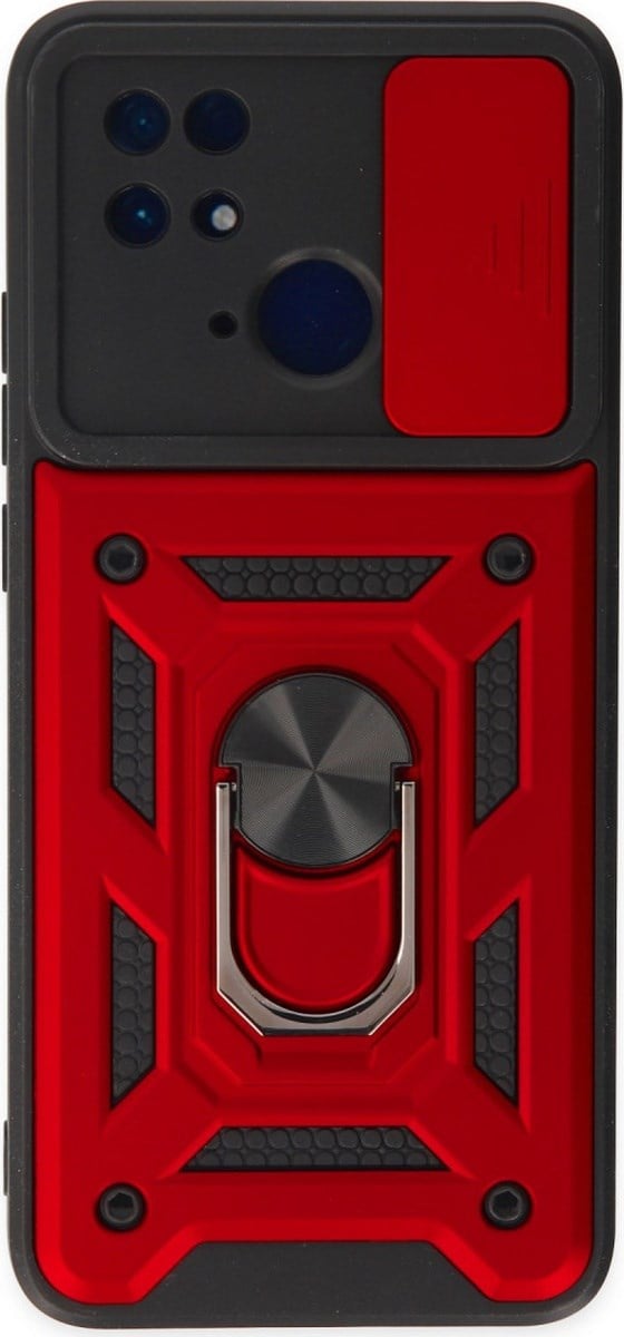 Xiaomi Redmi 10c Uyumlu Kılıf Pars Lens Yüzüklü Silikon - Kırmızı Belirtilmemiş