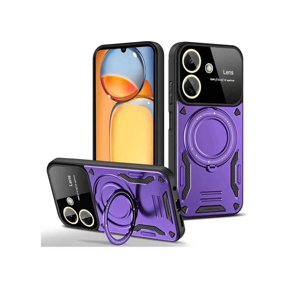 Xiaomi Redmi 13c Uyumlu Kılıf Joy Lens Standlı Kapak - Mor Belirtilmemiş