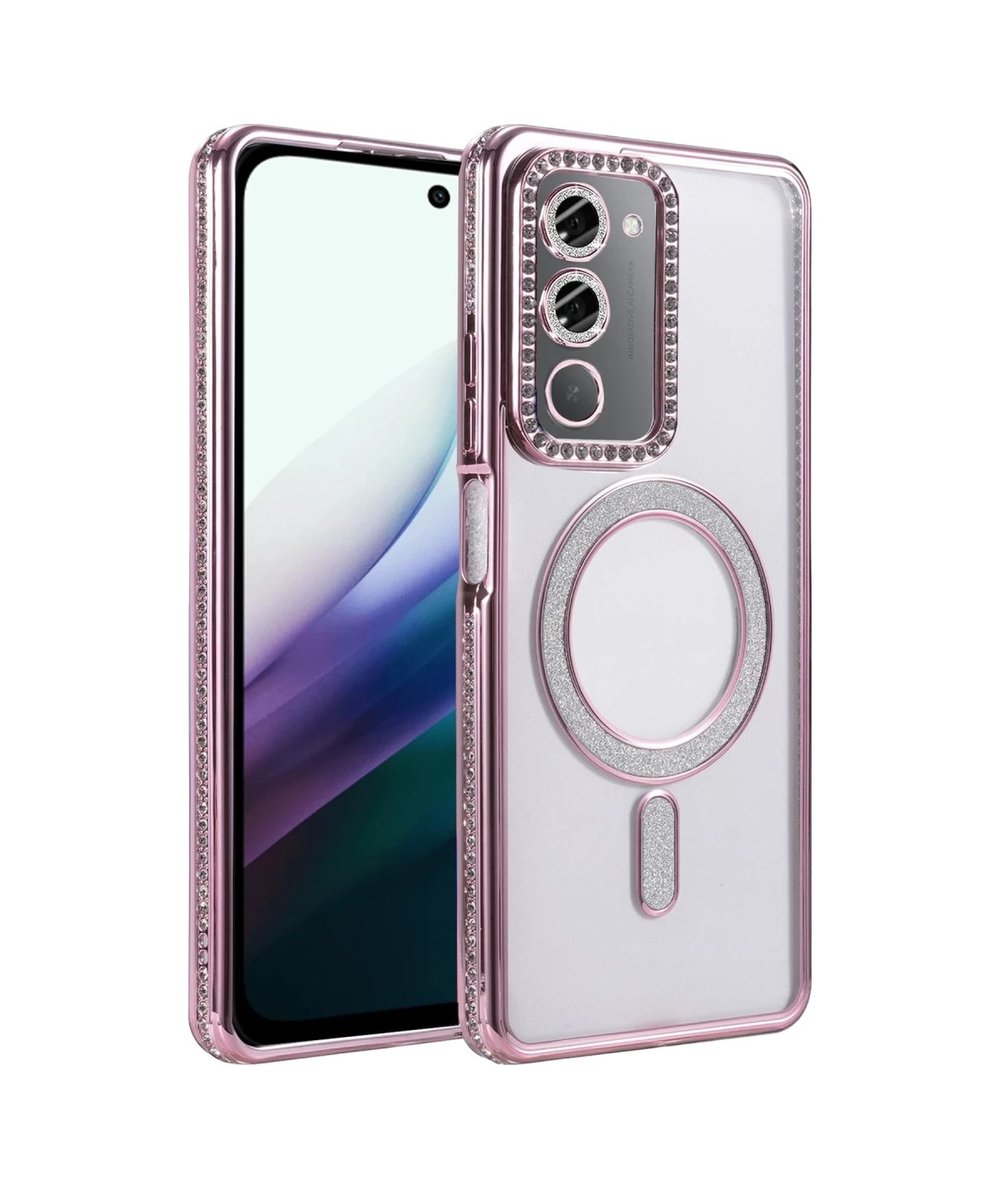 Xiaomi Redmi 15 4g Uyumlu Joke Simli Magneticsafe Kılıf - Pembe Belirtilmemiş