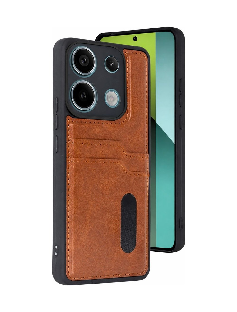 Xiaomi Redmi 15c 4g Uyumlu Sara Kartvizitli Deri Kılıf - Taba Belirtilmemiş