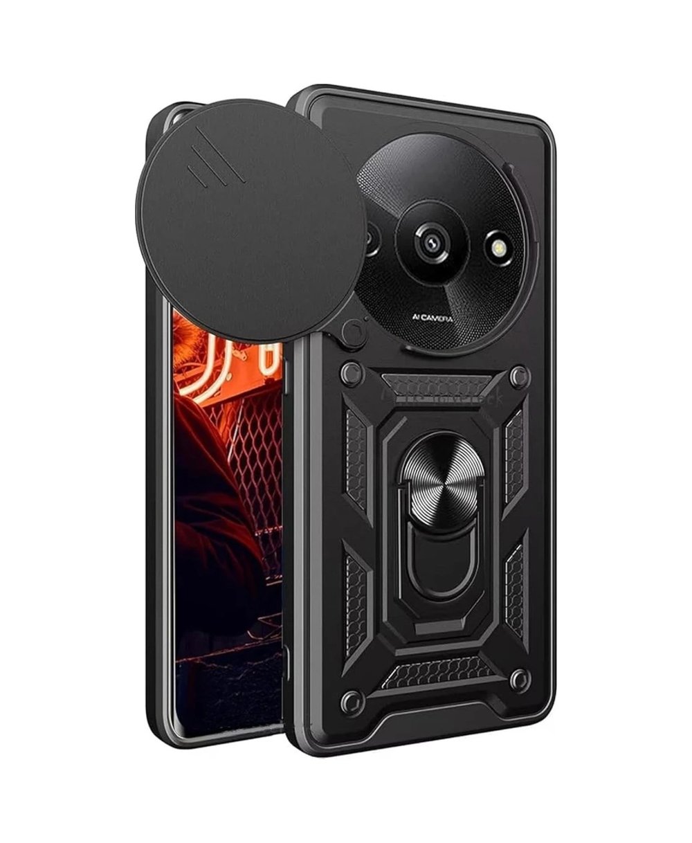 Xiaomi Redmi A3 4g Uyumlu Kılıf Pars Lens Yüzüklü Silikon - Siyah Belirtilmemiş