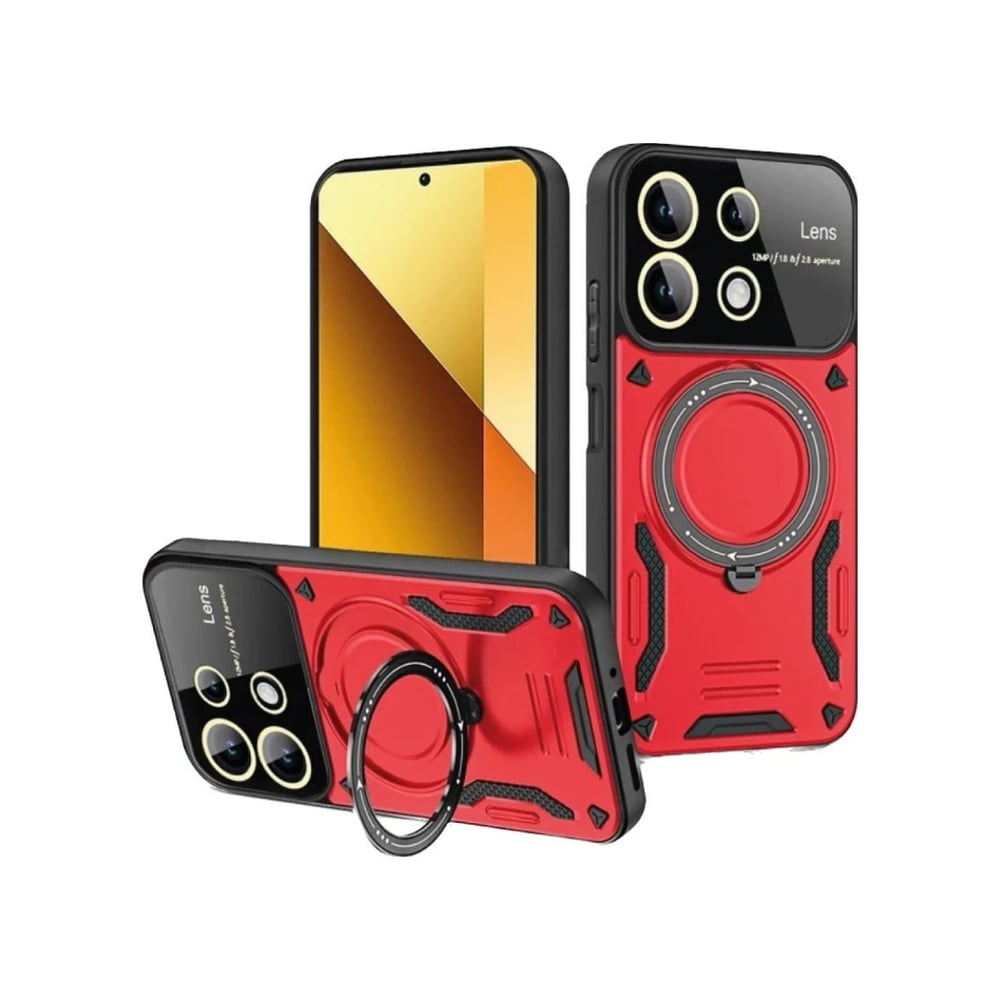 Xiaomi Redmi Note 13 4g Uyumlu Kılıf Joy Lens Standlı Kapak - Kırmızı Belirtilmemiş