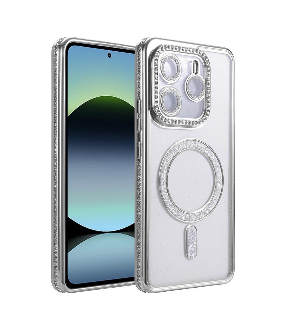 Xiaomi Redmi Note 14 4g Uyumlu Joke Simli Magneticsafe Kılıf - Gümüş Belirtilmemiş