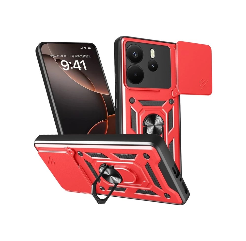 Xiaomi Redmi Note 14 4g Uyumlu Pars Lens Yüzüklü Silikon - Kırmızı Belirtilmemiş