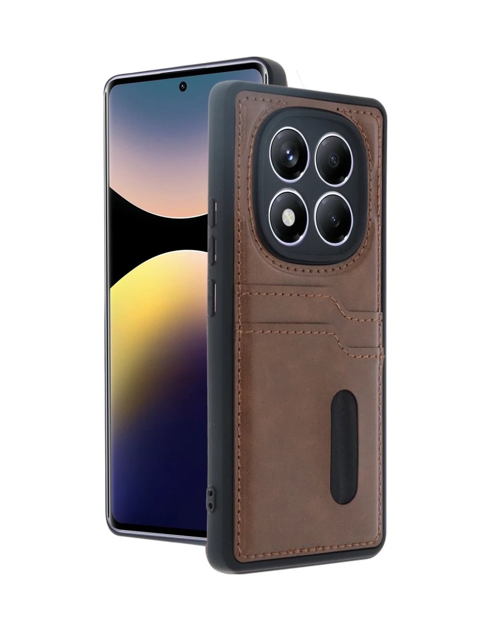 Xiaomi Redmi Note 14 Pro 5g Uyumlu Kılıf Sara Kartvizitli Deri Kılıf - Taba Belirtilmemiş