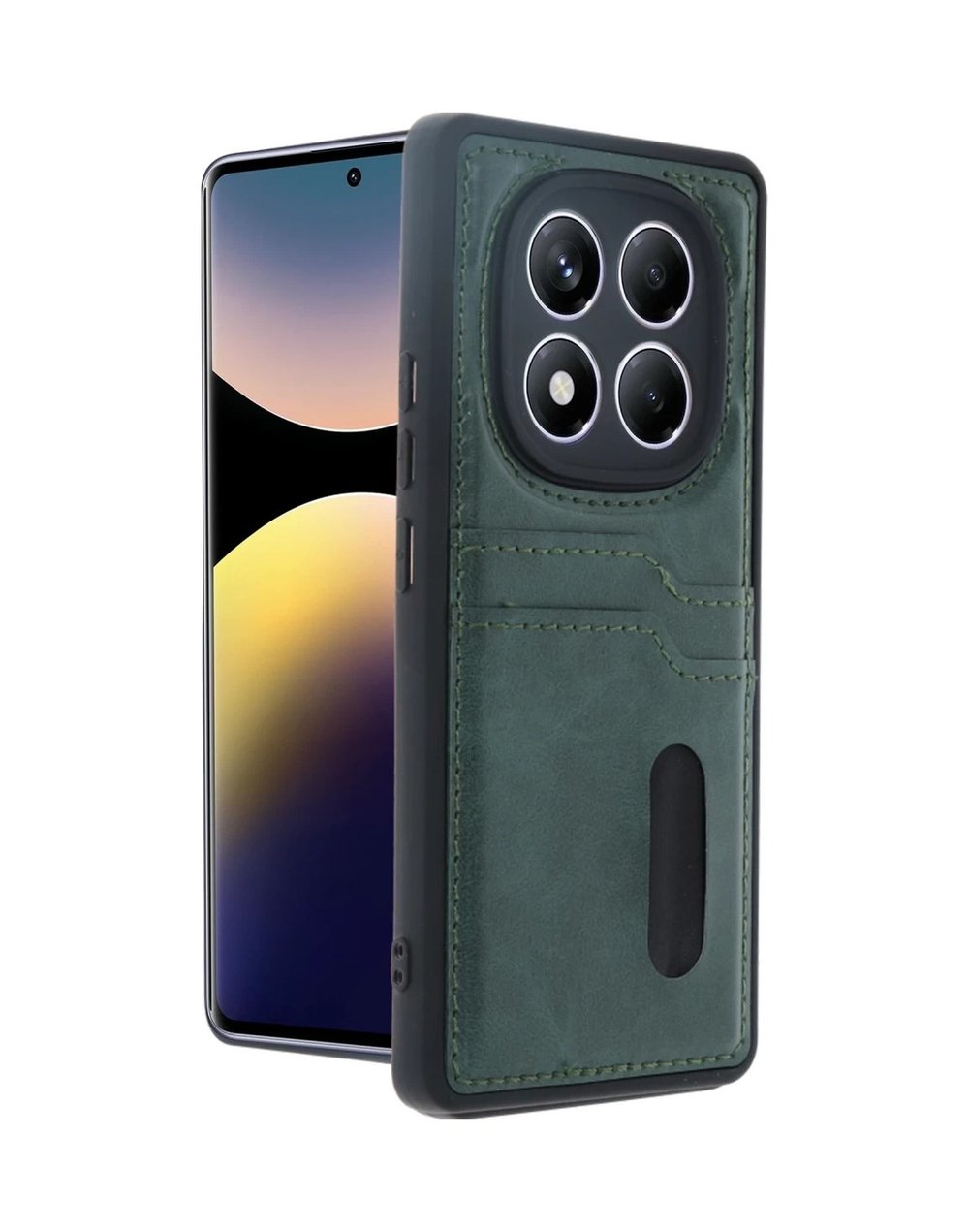 Xiaomi Redmi Note 14 Pro 5g Uyumlu Kılıf Sara Kartvizitli Deri Kılıf - Koyu Yeşil Belirtilmemiş