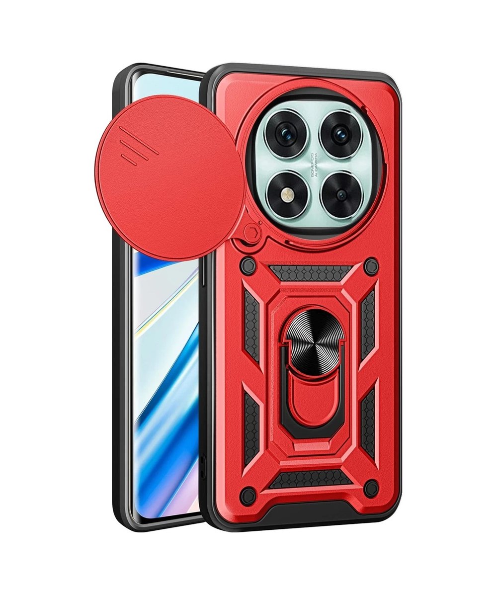 Xiaomi Redmi Note 14 Pro 5g Uyumlu Kılıf Pars Lens Yüzüklü Silikon - Kırmızı Belirtilmemiş