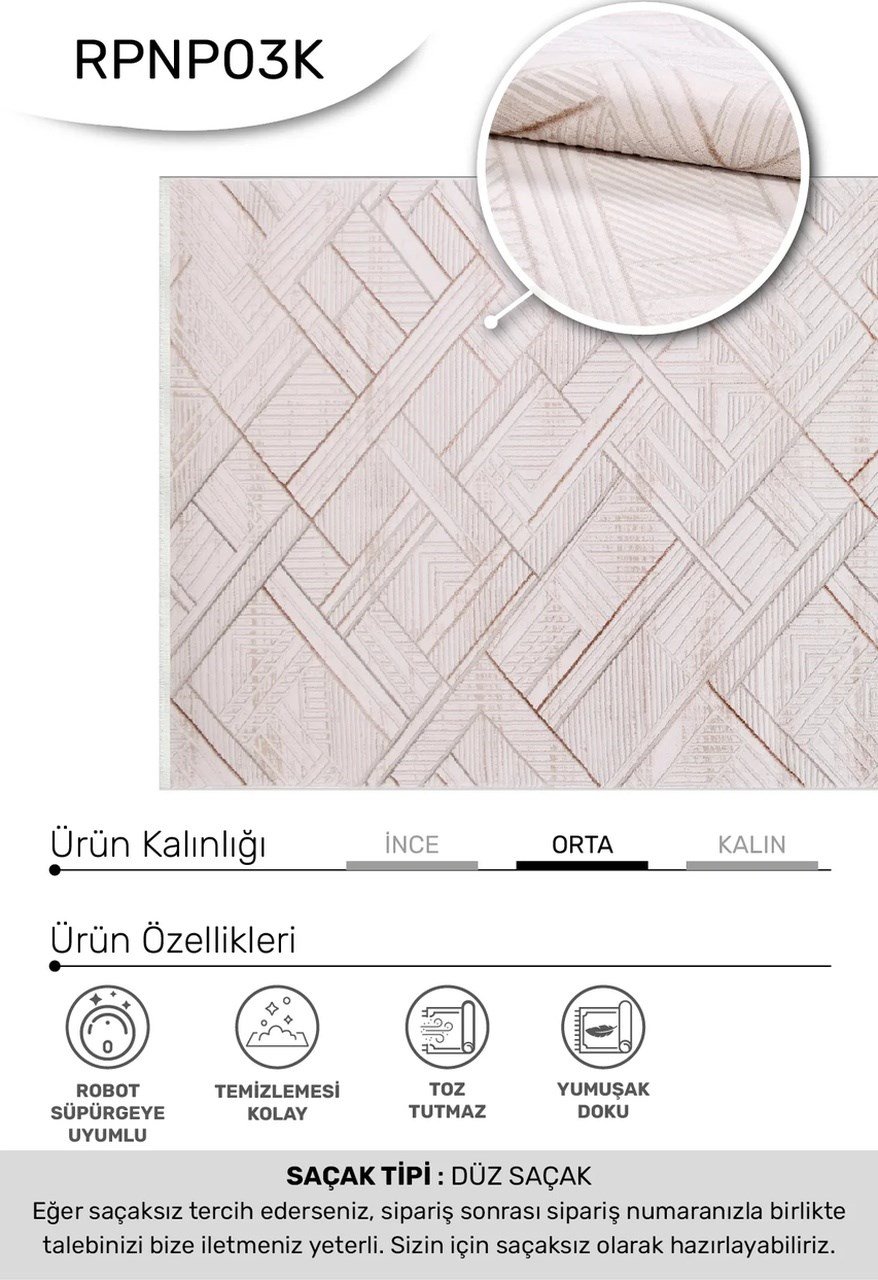 Youdayhomecollection Bonaparte Model Oturma Odası Halısı 1bej 100 x 400