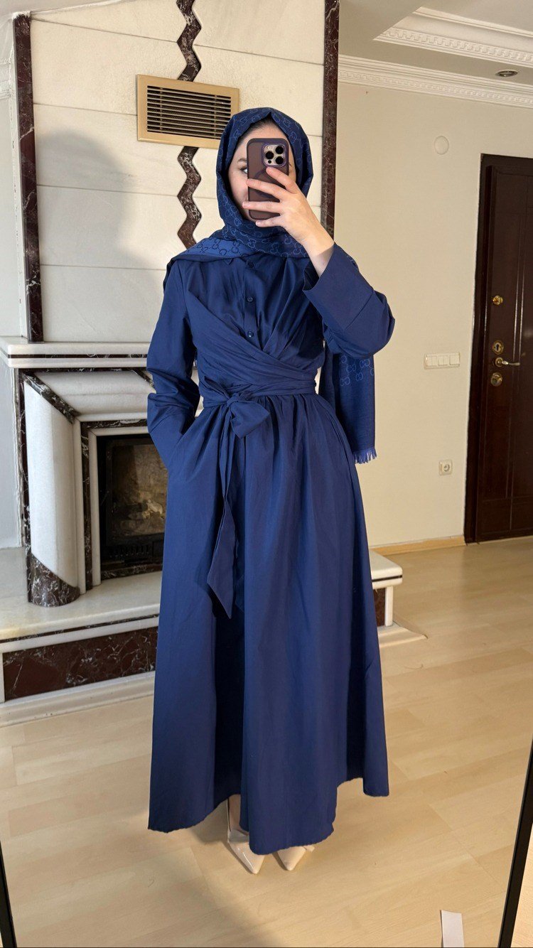 Bağlamalı Elbise | Lacivert